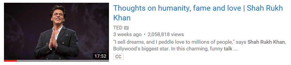 Shahrukh Khan's TedTalk in Vancouver BC, 2017